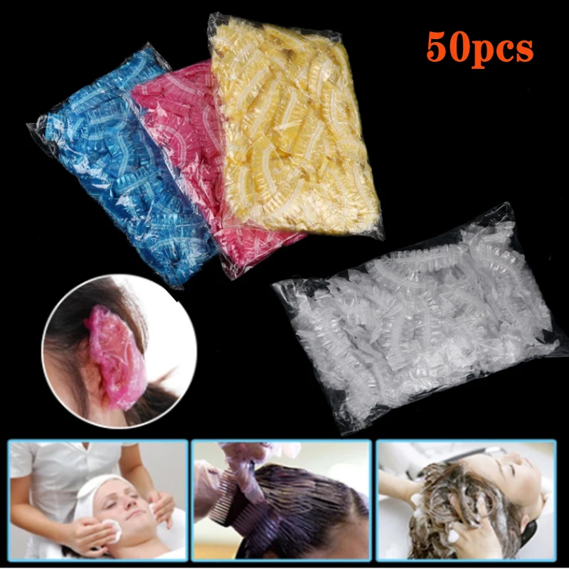 

50Pcs New Disposable Waterproof Ear Cover Caps One-off Elastic Ear Sleeve Bath Shower Dying Hair Ear Protector