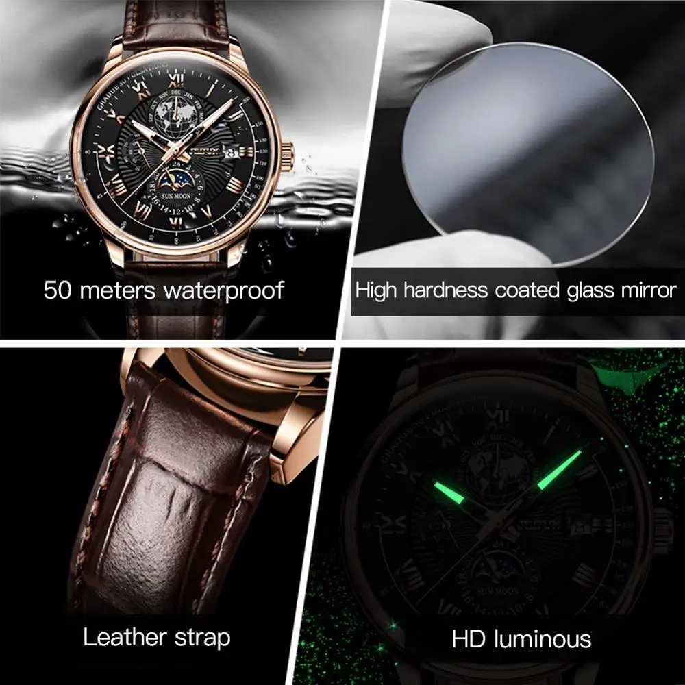 

JSDUN Top brand men's mechanical watch business men's waterproof Automatic mechanical watch Luxury men's Watch