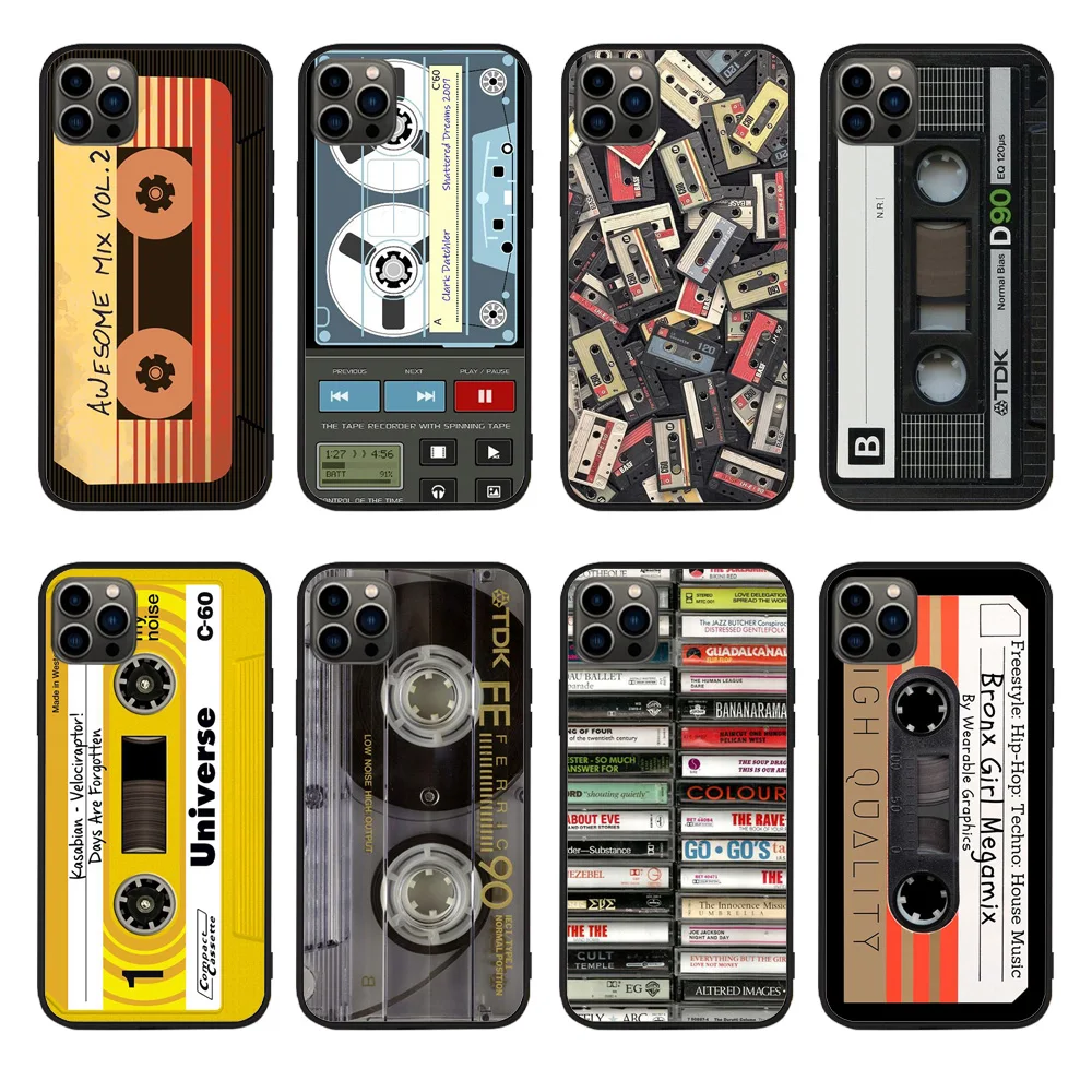 

Mix Tape Retro Music Cassette Phone Case For Apple iPhone 13 12 11 Pro Max Mini X XR XS Max 7 8 Plus Non-slip Cover