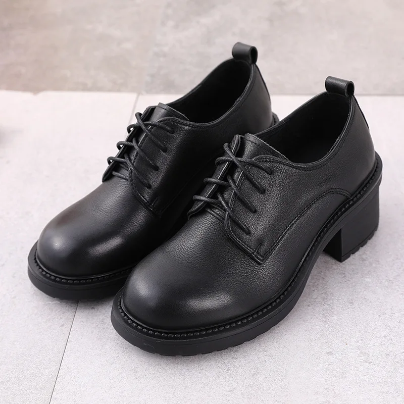 

Shoes On Heels Casual Female Sneakers Soft Round Toe British Style Women's Genuine Leather Footwear Flats New Preppy Moccasins C