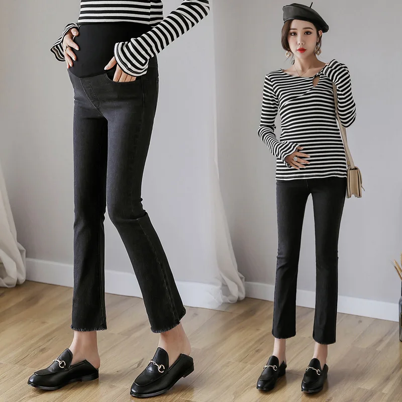 Заводская цена осень 2022 расклешенные брюки для беременных с заусенцами джинсы