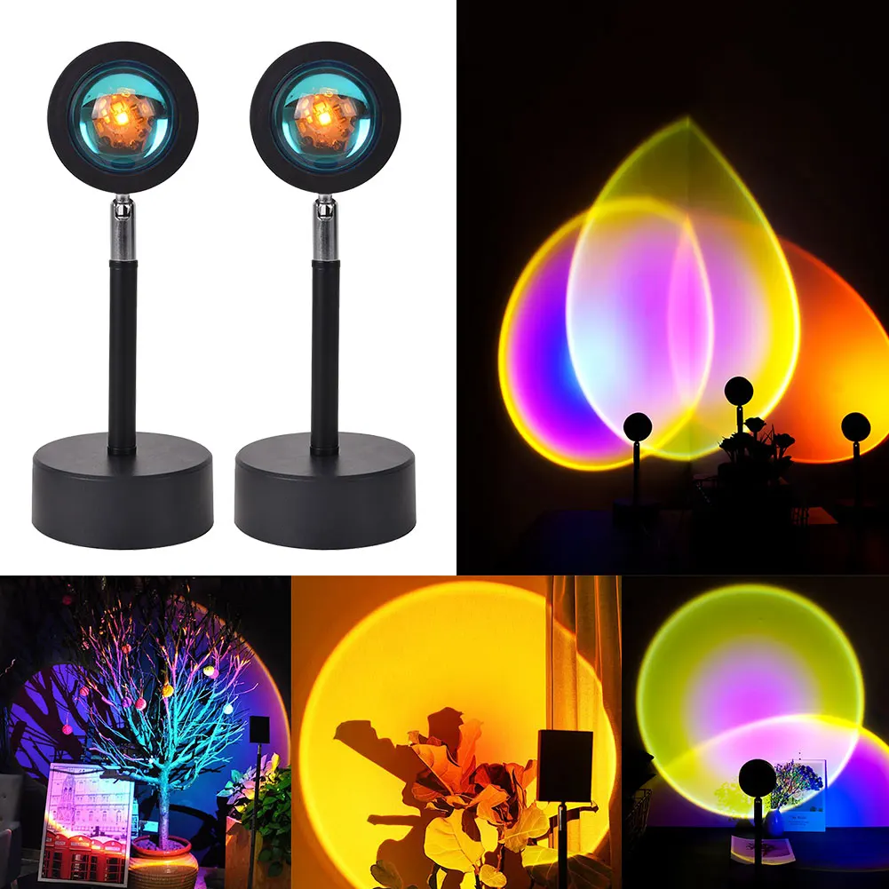 

USB Радужный проектор заката атмосферсветильник домашний фон для кофейни настенное украшение цветная лампа