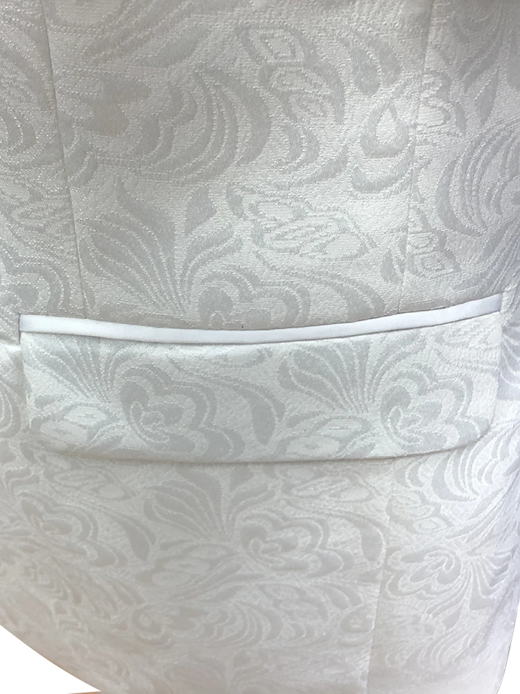 

Roettoni Men's White Jacquard Suit For Wedding Floral Slim Fit 3PCS Male Blazer Tuxedo High Quality Single-Breasted Men Costume