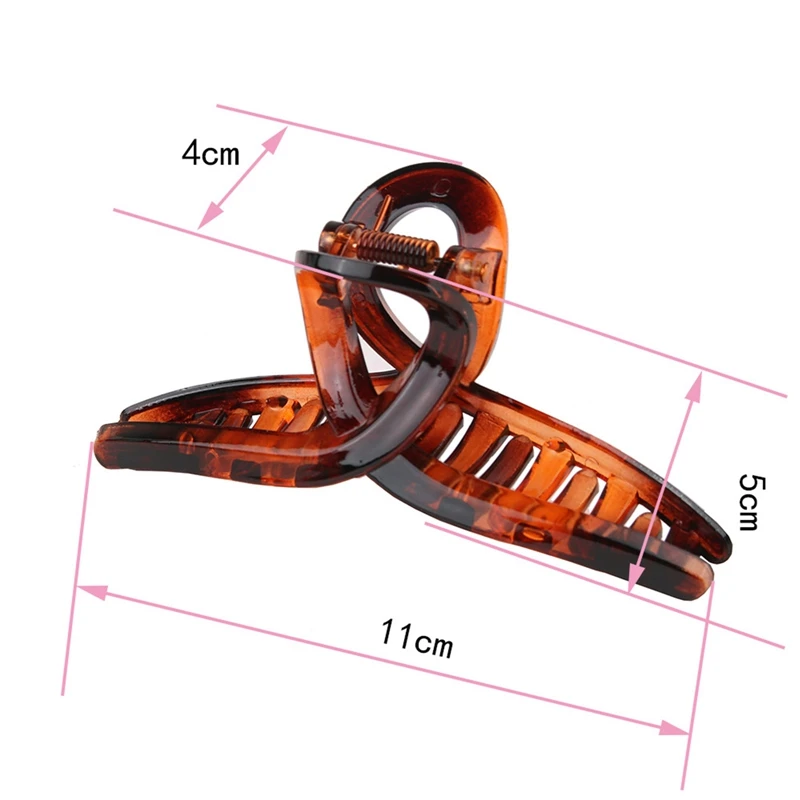

6-piece Set Of 4 Inch Large Hair Clip, Plastic Resin Turtle Shell Cross Hair Clip, Thick Long Hair Clip, Female Clip