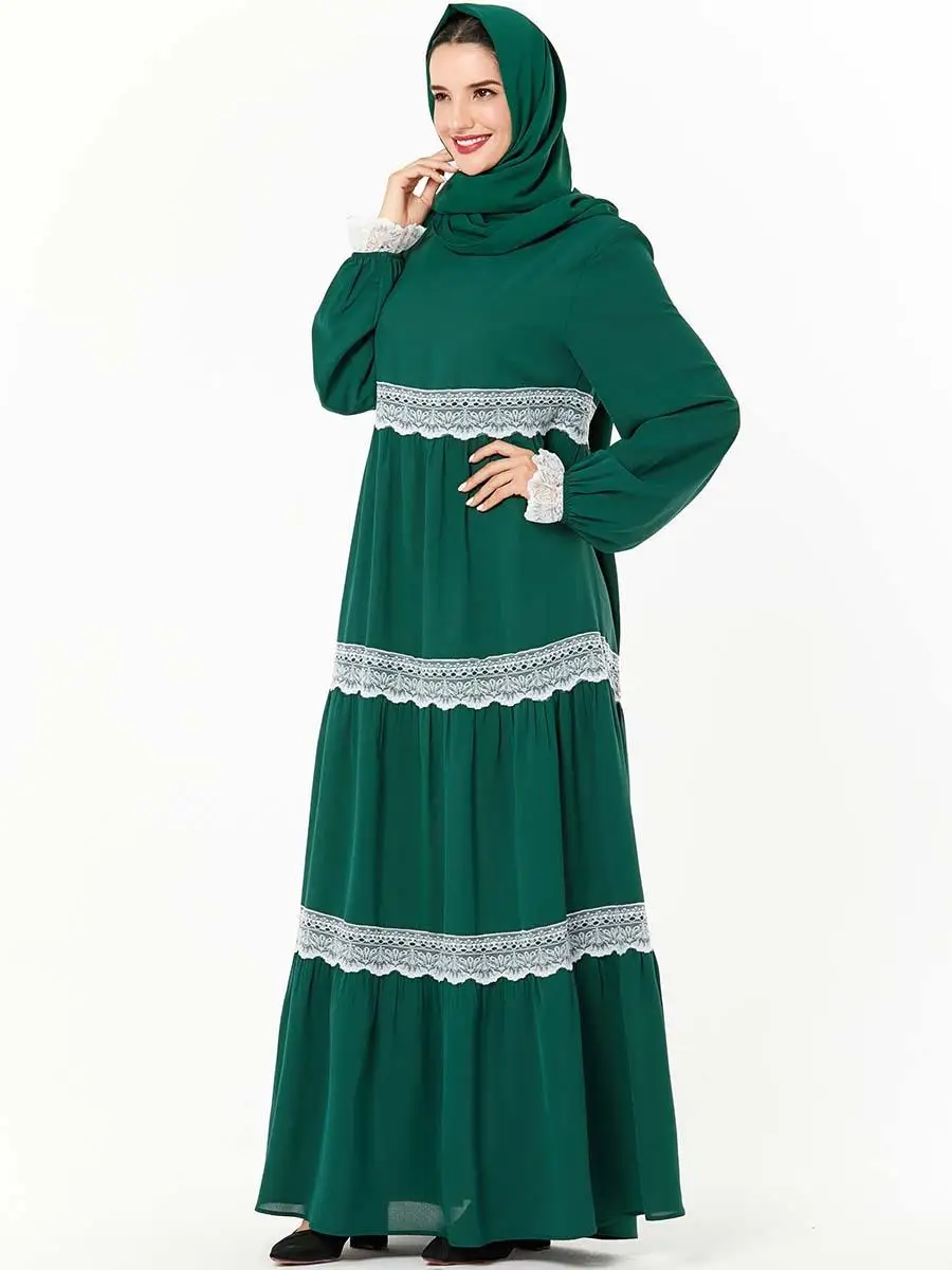 Рамадан мусульманская женская кружевная Абая женский халат Jilbab винтажное платье