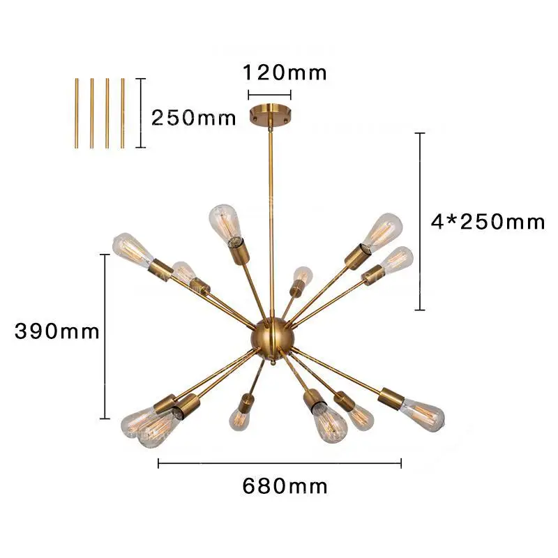 Промышленные современные лофтовые светильники Висячие матовый латунный золотой