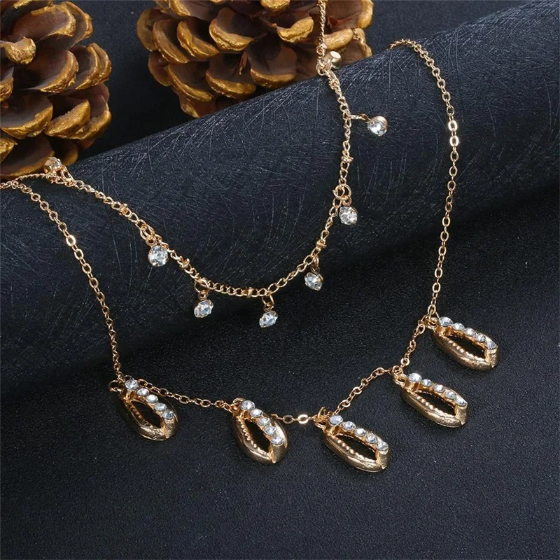 2 шт./компл. ожерелья и кулоны Золотая рама с украшением в виде кристаллов бисера