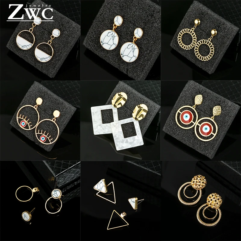 Модные эффектные висячие серьги ZWC 2019 большие геометрические круглые для женщин