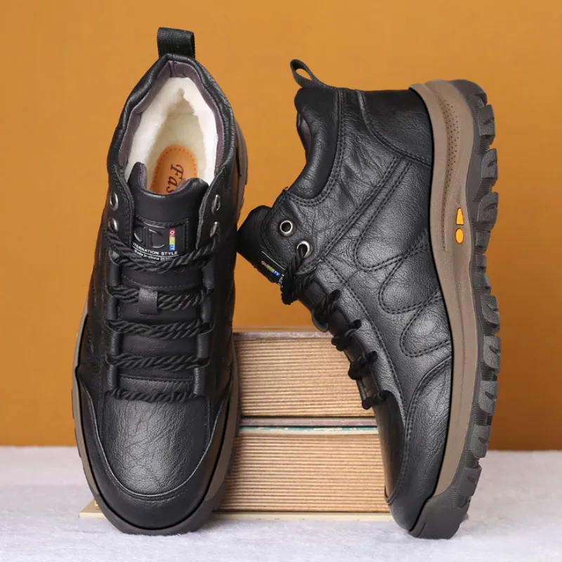 Уличные мужские ботинки с овечьим мехом зимняя повседневная обувь композитной