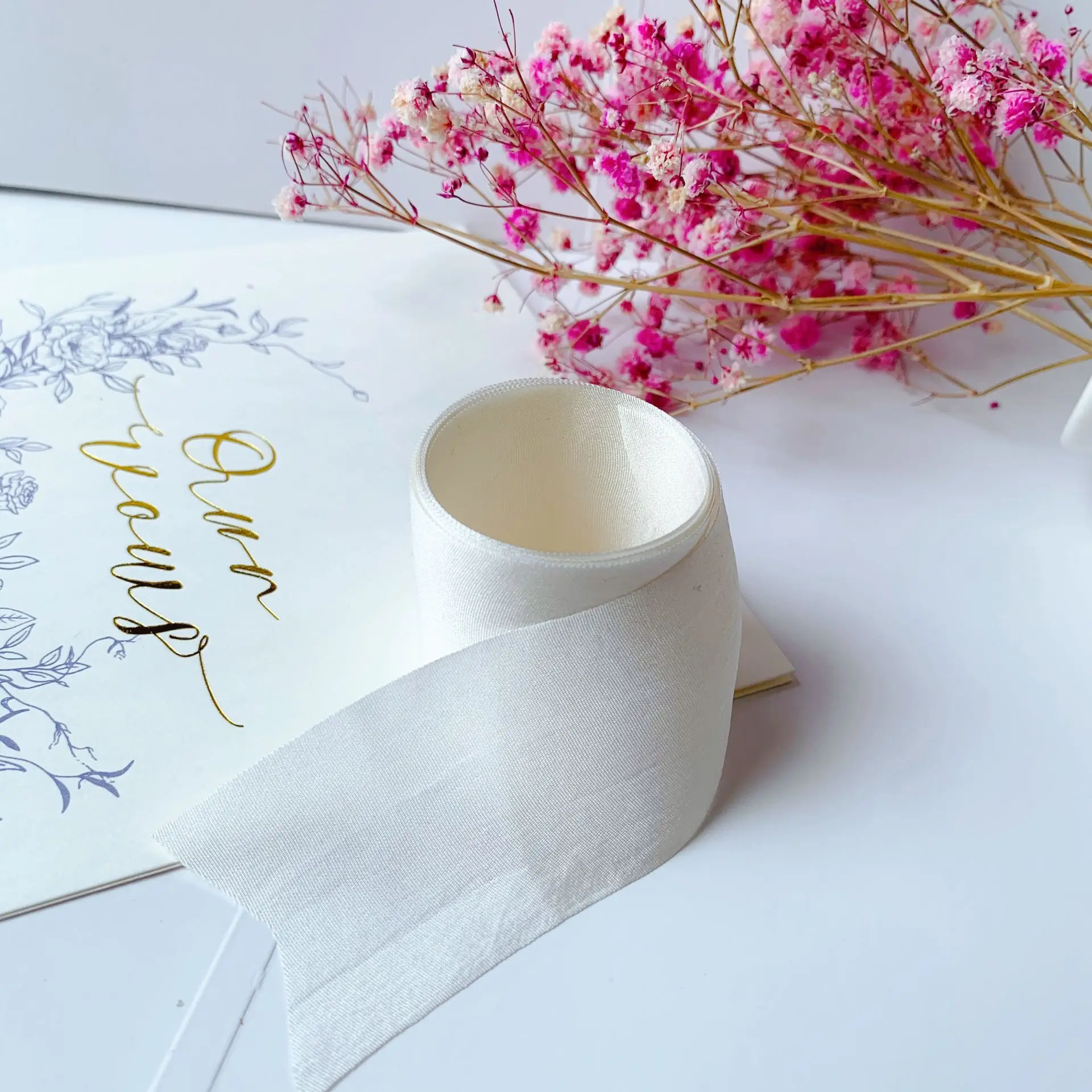 

Шелковая лента с вышивкой, 20-36 мм, легкая, бежевая, 100% чистого шелка, Свадебная лента, тонкая тафта, Высококачественная шелковая лента, ручная...