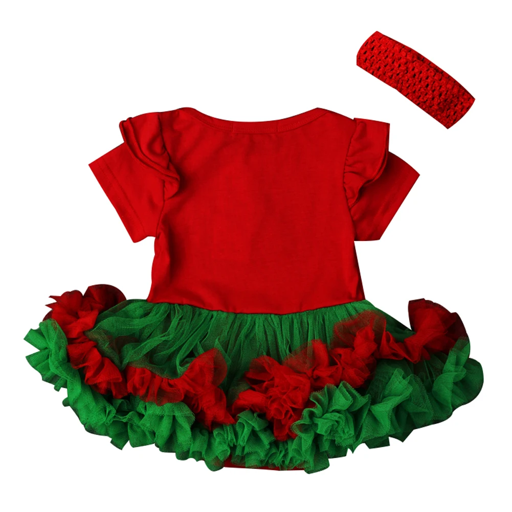 Рождественское платье для новорожденных девочек боди повязка на голову комплект