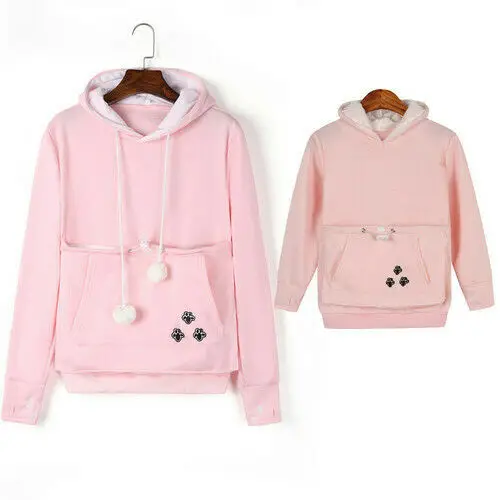 PUDCOCO 1PC Family Matching Women Kangaroo Pet Dog Cat Holder Pouch Hoodies Sweatshirt Pullover Coat | Мать и ребенок