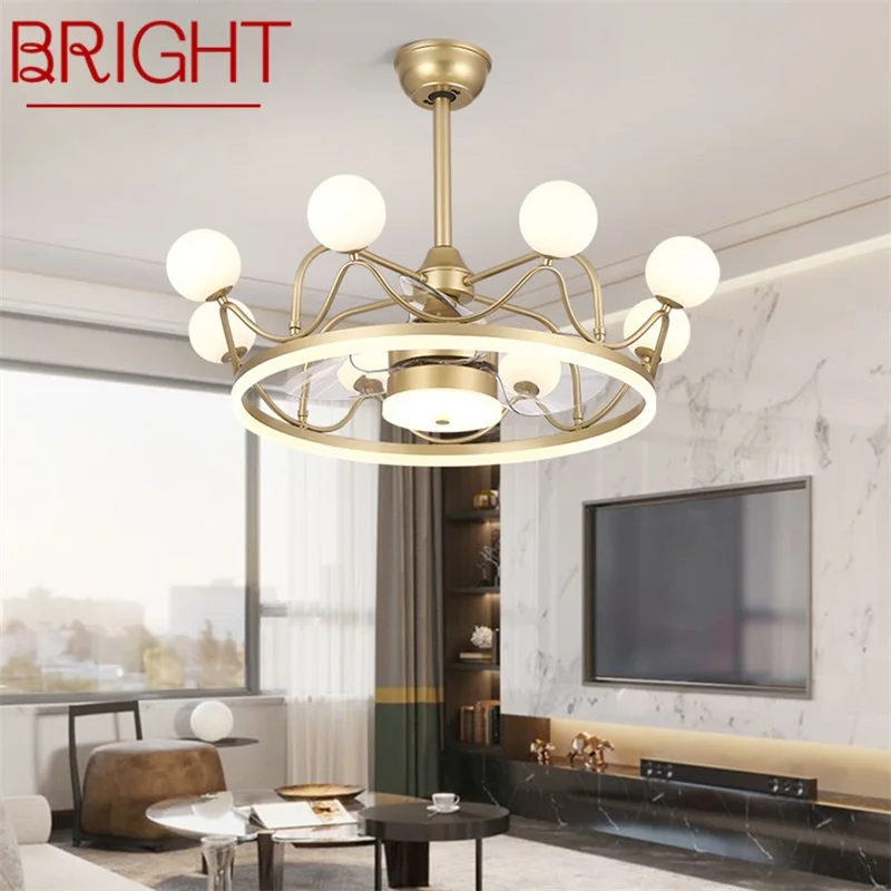 

BRIGHT Ceiling Lamps With Fan Gold With Remote Control 220V 110V LED Fixtures For Rooms Living Room Bedroom Restaurant