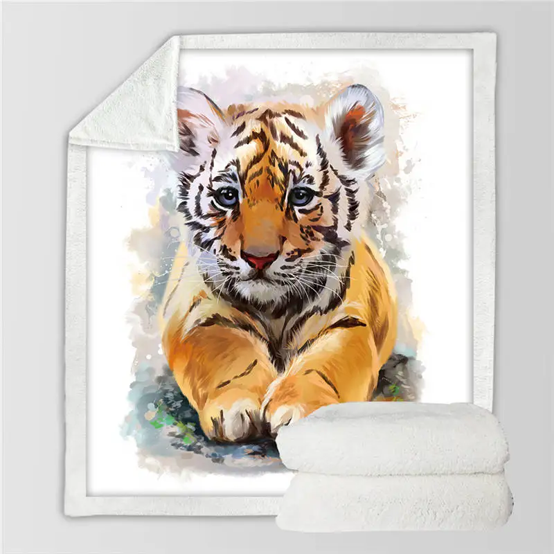Постельные принадлежности Outlet Tiger детское одеяло s для кроватей акварельное плюшевое одеяло дикое животное пользовательское одеяло белый Cobertor роскошные постельные принадлежности - Цвет: White