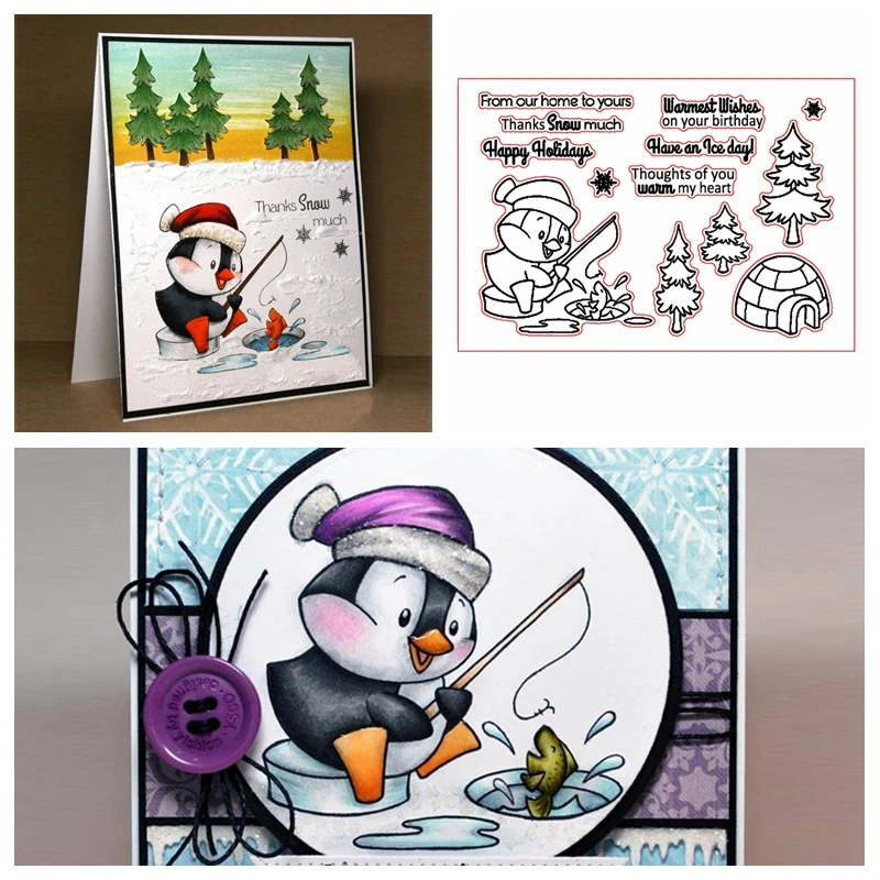 Пингвин самые теплые пожелания вам чистые штампы для самостоятельного