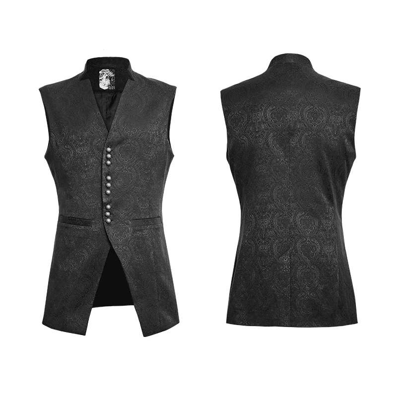 Жилет мужской с V-образным вырезом роскошный черный приталенный жилет без