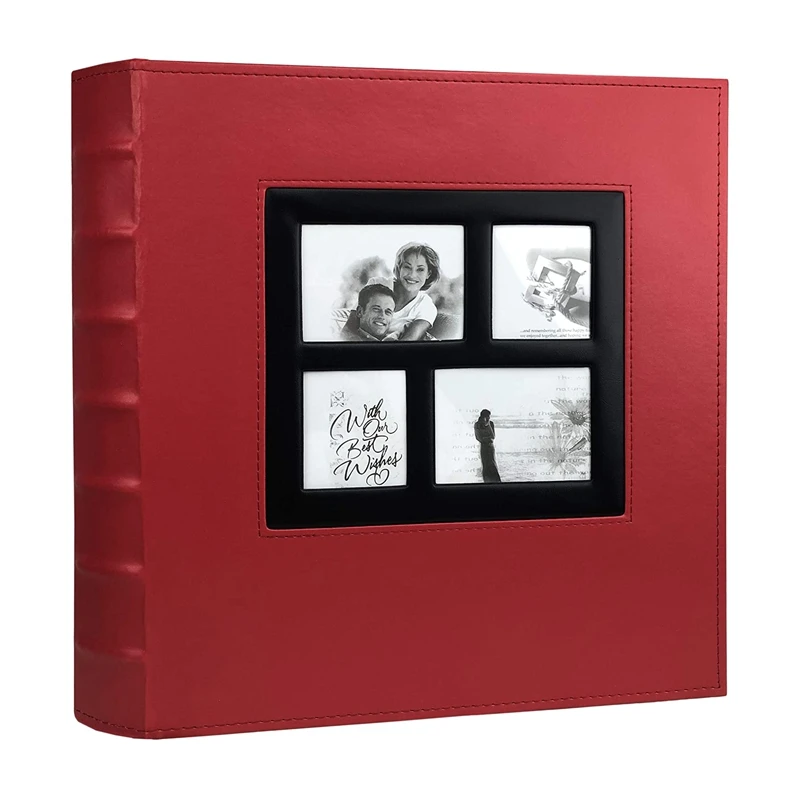 

Photo Album Holds 4X6 400 Photos Pages Large Capacity Leather Cover Binder Wedding Family Baby Photo Albums Book (Red)