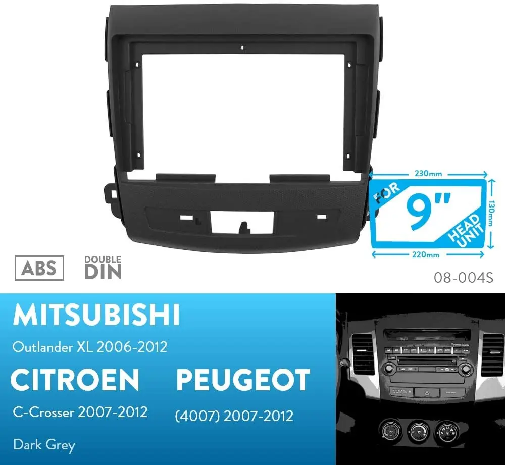 9-дюймовая Автомобильная радиоустановка Fascia ДЛЯ 2007-2012 PEUGEOT 4007 комплект панелей