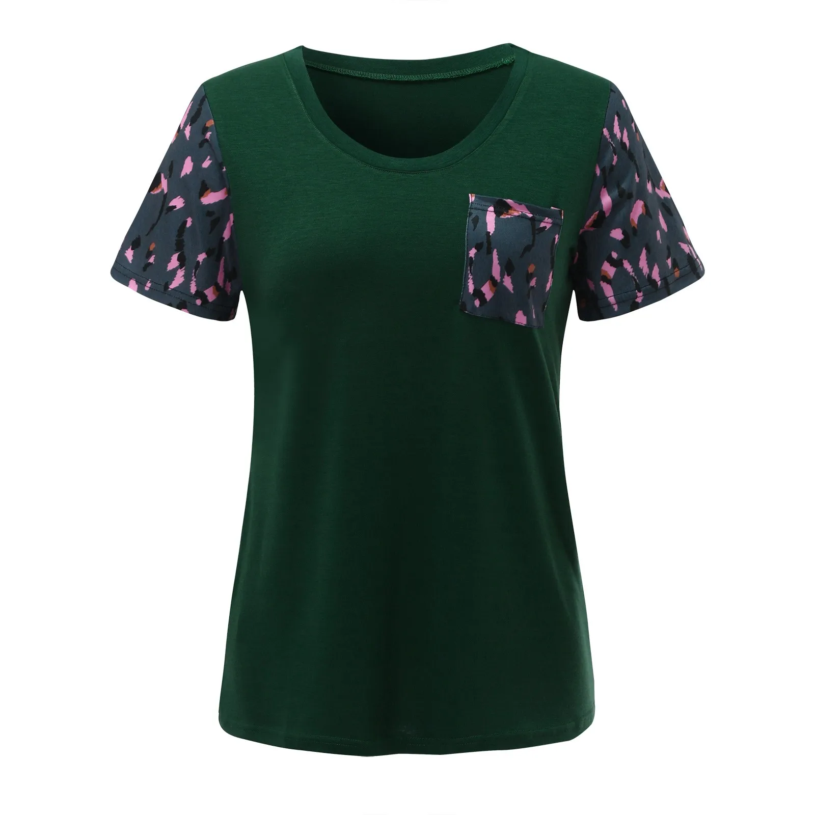 

2021 Summer T-shirt Women Short Sleeve Round Neck Tops Ladies Leopard Print Casual Loose Pullover Female Top Tee Ropa Mujer