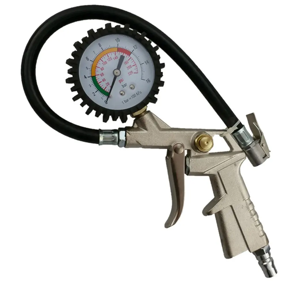 

Multi-function Inflator car tire pressure gauge inflation monitoring dial inflatable meter Aluminum alloy