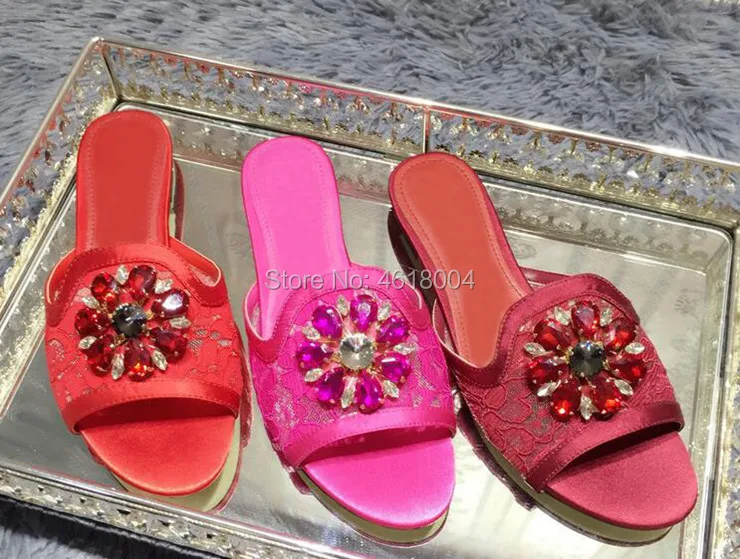 Женские повседневные шлепанцы KALMALL с кружевом и кристаллами | Обувь