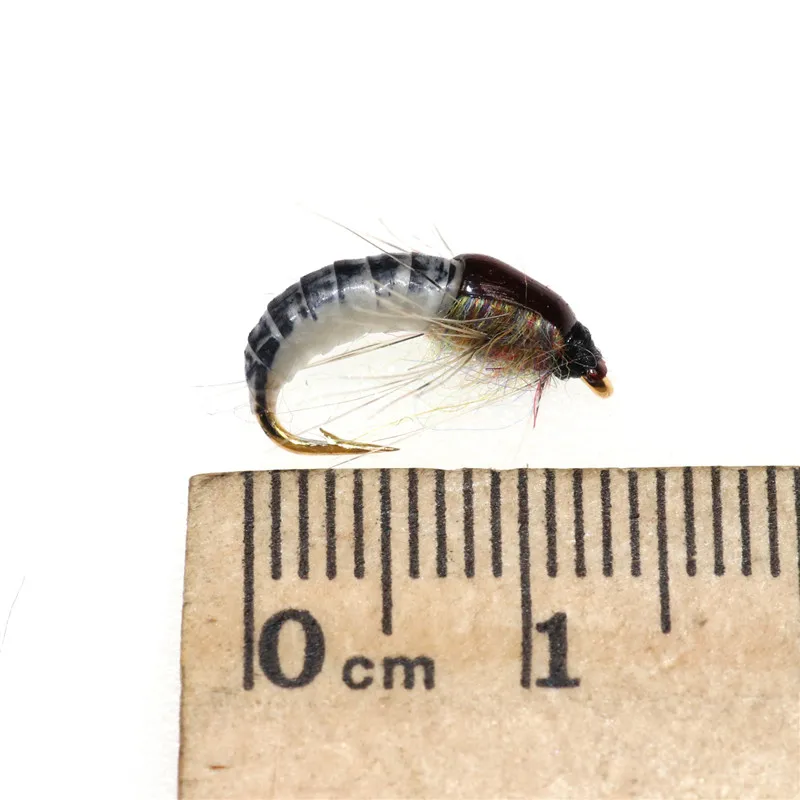 6 шт. #12 летней одежды из червь коричневый Caddis Нимфа Fly волосы оленя Жук форель