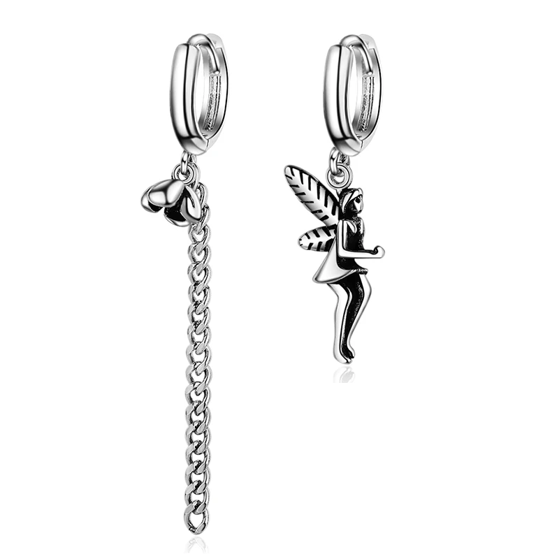 

Elegant Vintage Fairy Angel Flower Long Chain Drop Earrings Korean Fashion Asymmetrical Women's Earring Jewelry Gift Accessories
