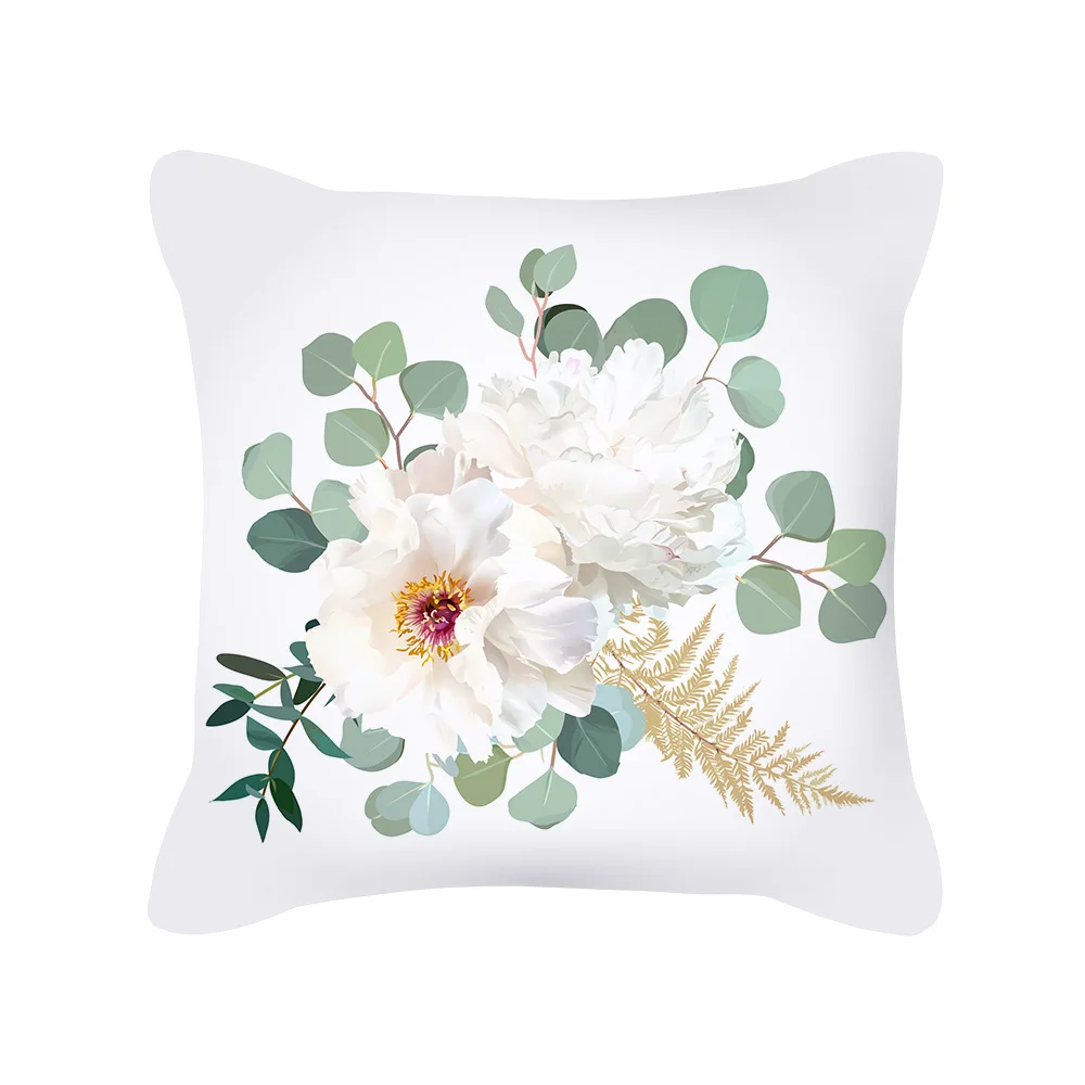 

Nordic Simplicity Cushion Cover Flower Plant Pillow Case Home Decor housse de coussin Sofa Soft Decorative Pillowcase White