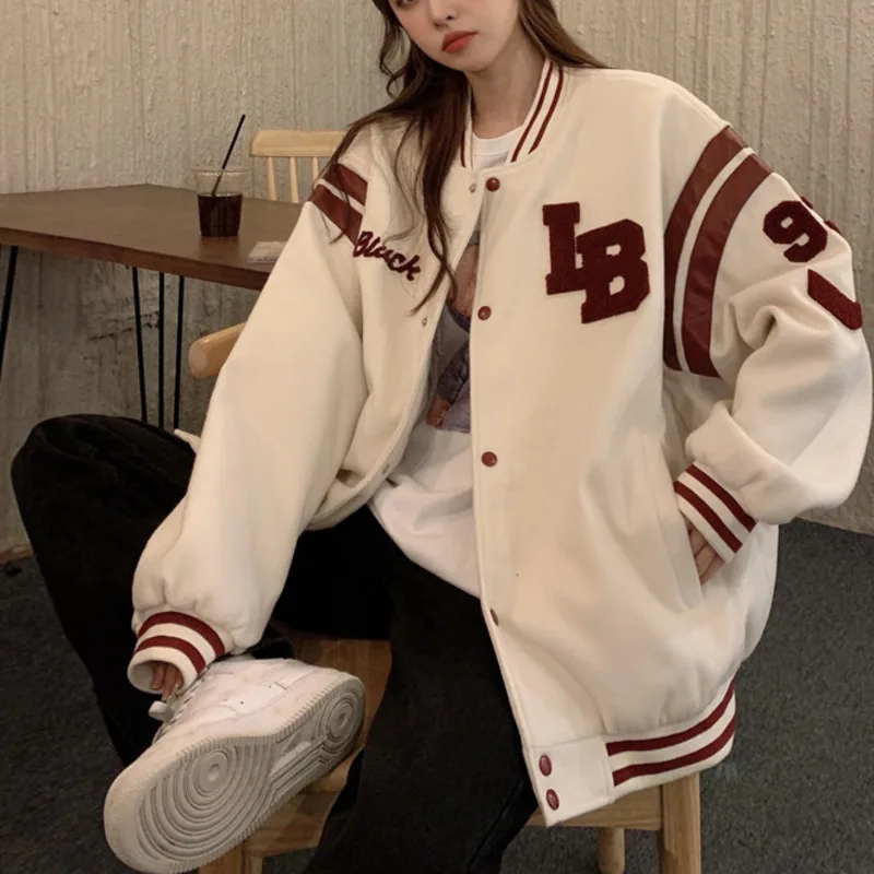 

Plush Coat Women's Korean Version Loose Spring Autumn Winter 2021 New High Street Small Baseball Suit