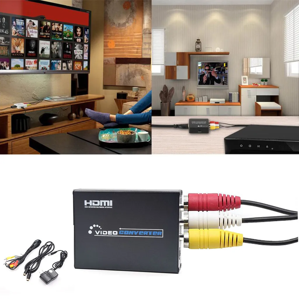 Адаптер RCA AV HDMI CVBS к для HD TV PS3 PS4 PC DVD проектора 1920*1080 60 Гц HDMI2AV поддержка NTSC PAL выход К