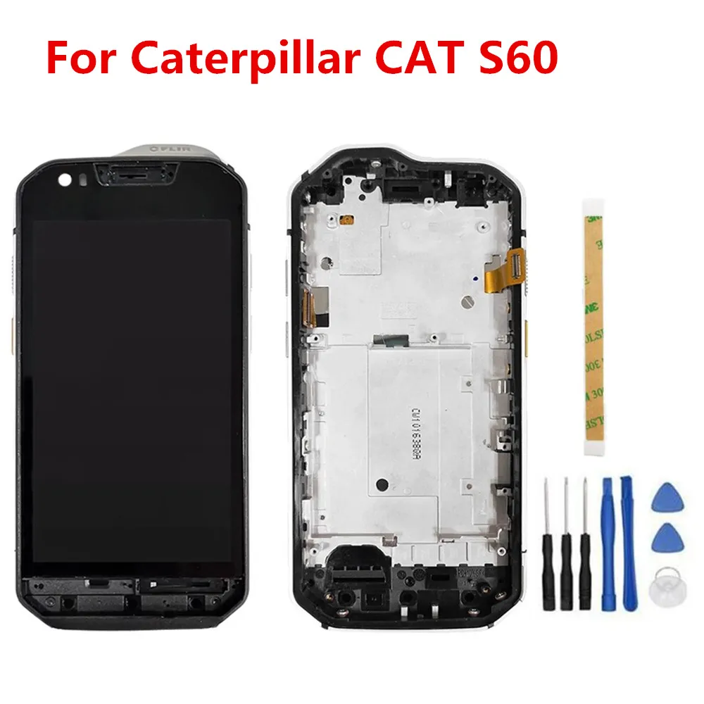 New Tested Well For Caterpillar CAT S60 LCD Display Digitzer Assembly +Touch Screen 1280*720 5.2inch Repair Panel Glass | Мобильные
