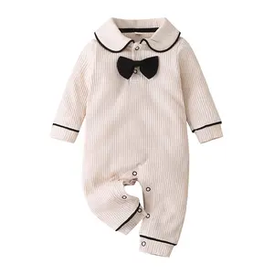 Однотонная унисекс одежда из 100% хлопка для маленьких девочек от 6 до 24 месяцев, детский комбинезон, пижама, галстук-бабочка, одежда для маленьких мальчиков, домашняя одежда для новорожденных