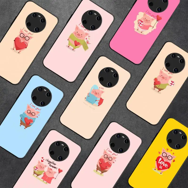 

Cute Pig love Phone Case For Huawei Y 5 Y6 2019 Y5 2018 Y9 2019 Luxury case for 9prime2019