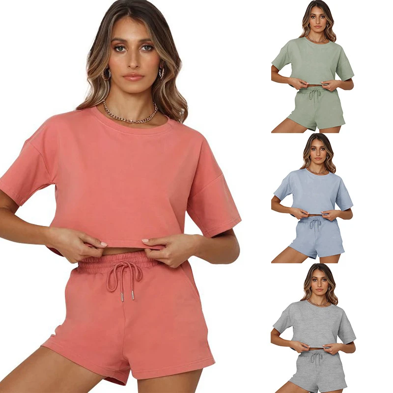 

2021New Summer Women Pajamas Sleepwear Sets Loose Casual Pyjamas Shorts Pijama Mujer Sports Leisure Lively Playful Homewear Suit