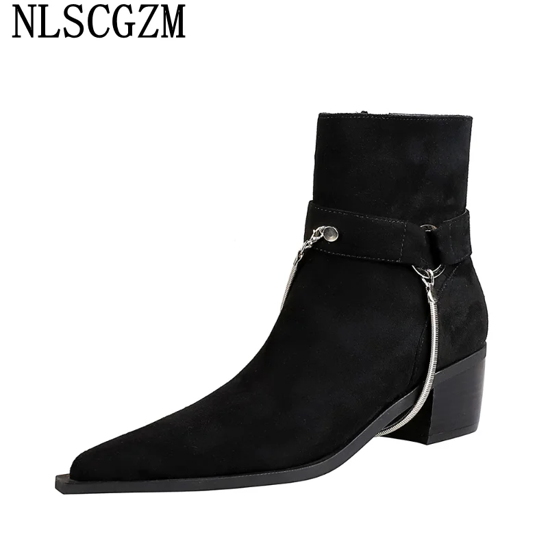 

Женские ботинки на блочном каблуке, новинка 2023, женские туфли-лодочки на высоком массивном каблуке, женские ботинки, женская обувь, женские ботильоны, женская обувь