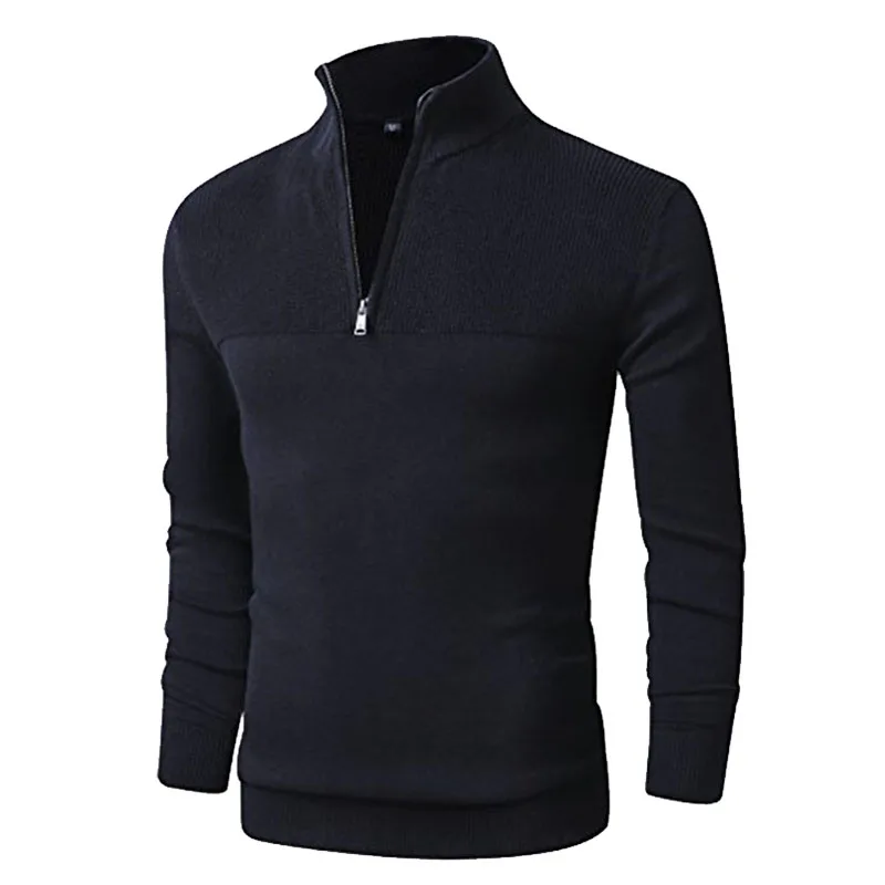 100% хлопковый свитер для мужчин Повседневный вязанные пуловеры на молнии