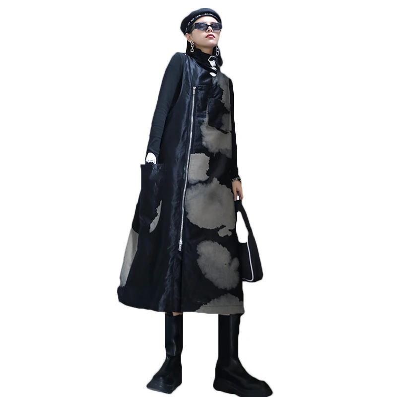 

Женское винтажное платье без рукавов, платье средней длины выше колена с модным принтом, яркое платье большого размера на весну и осень, мод...