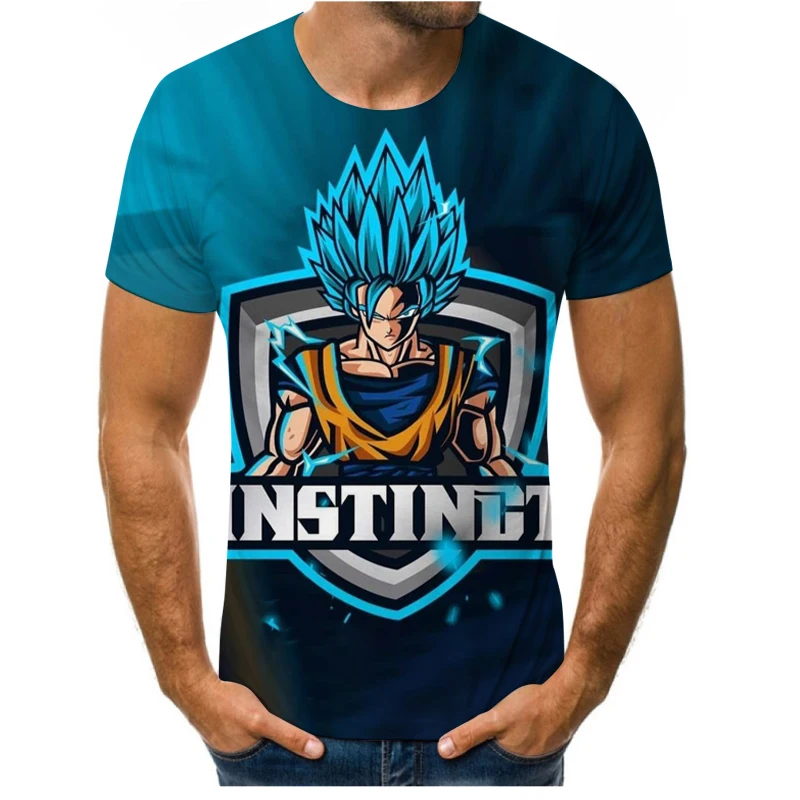 

2021 Summer Fashion New Super Luminous Dragon Ball 3D Printing Pattern Men's Short Sleeve Trend Casual T-Shirt Apparel