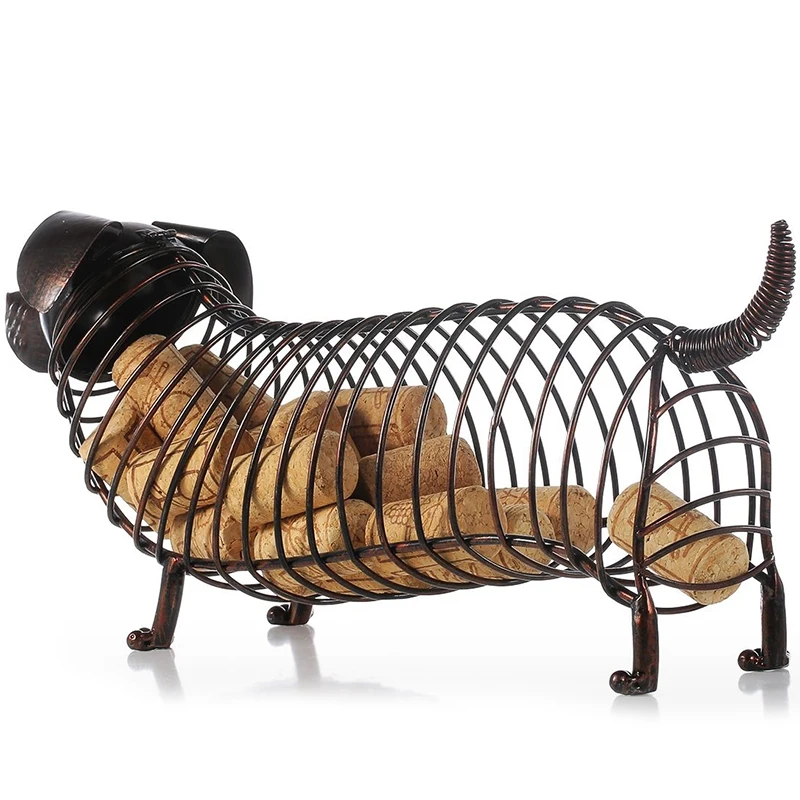 Металлическая статуя животного такса винный пробковый контейнер современный