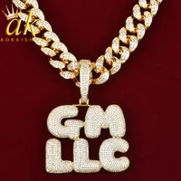 custom name bubble letters pendants necklaces for men aaaa cubic zirconia hip hop jewelry two rows