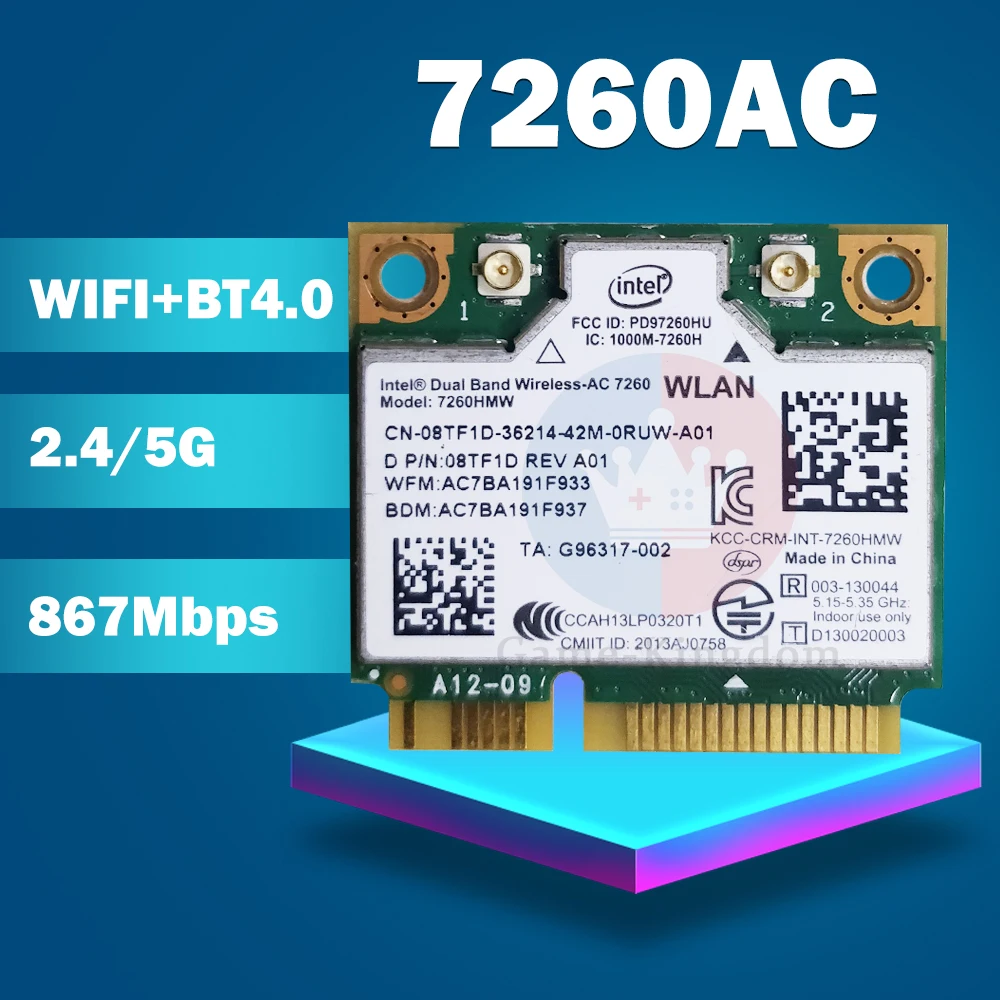 Для intel Dual Band Wireless AC 7260HMWAC 7260HMW 7260AC half Mini PCI e BT4.0 беспроводная карта 8TF1D для ноутбука