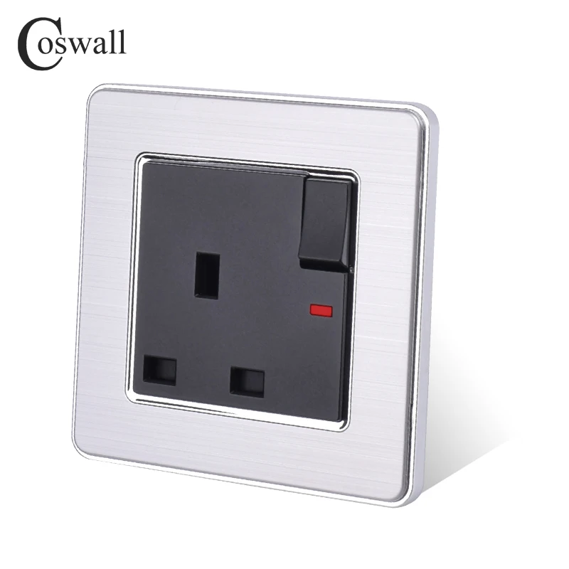 Панель из нержавеющей стали COSWALL 13 а штепсельная розетка британского стандарта с
