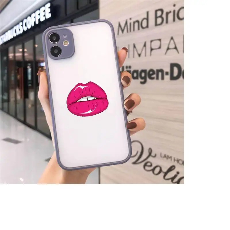 

Sexy Girl red Lips Kiss high quality Phone Cases shell matte transparent For iphone 7 8 11 12 plus mini x xs xr pro max cover