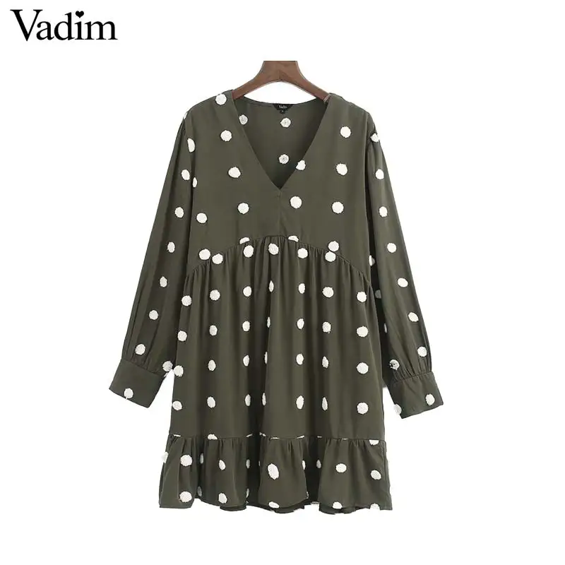 Женское элегантное платье vadim дизайна в горошек с мини V образным вырезом Длинные