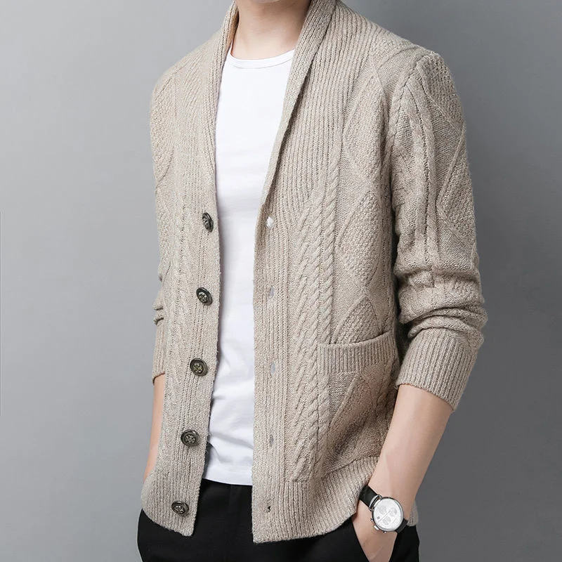 

Autumn New Winter Men Knitwear Wool Cardigans Coats Male Korean Single Breasted Loose Solid Color Woollen Sweater K77