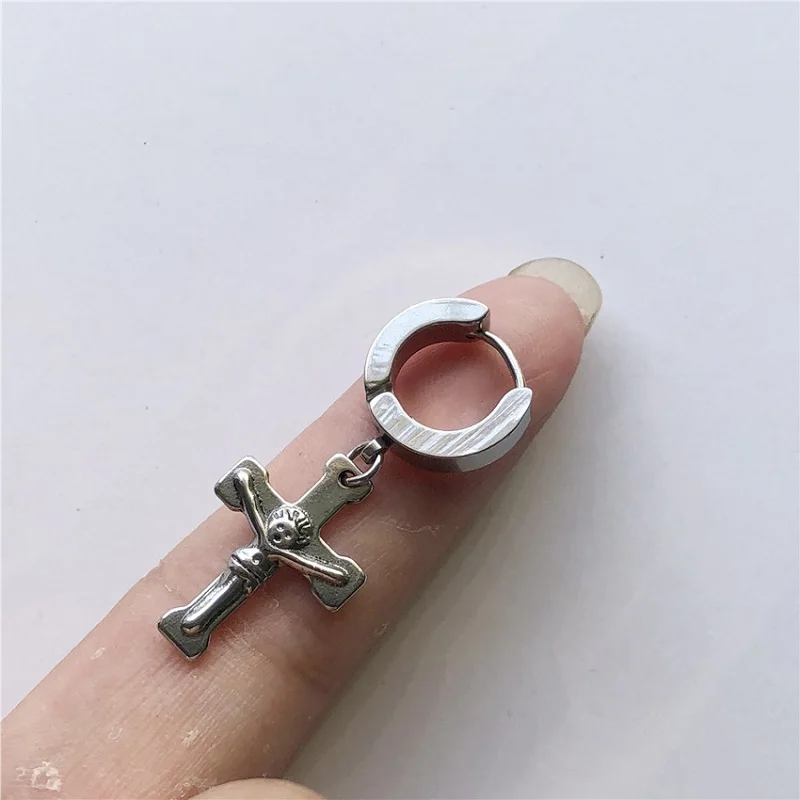 

Punk Charm Stainless Steel Earrings Hanging Cross Earrings Men and Women Fashion Halloween Party Jewelry Festival Gift