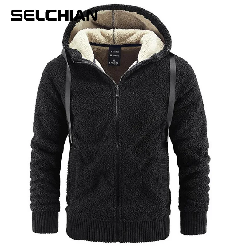 

NEW Men's Fleece Jacket Hooded Large Size Winter Parka Men Windbreakers Thick Warm Anorak Husband Autumn Black Fur Coat Male