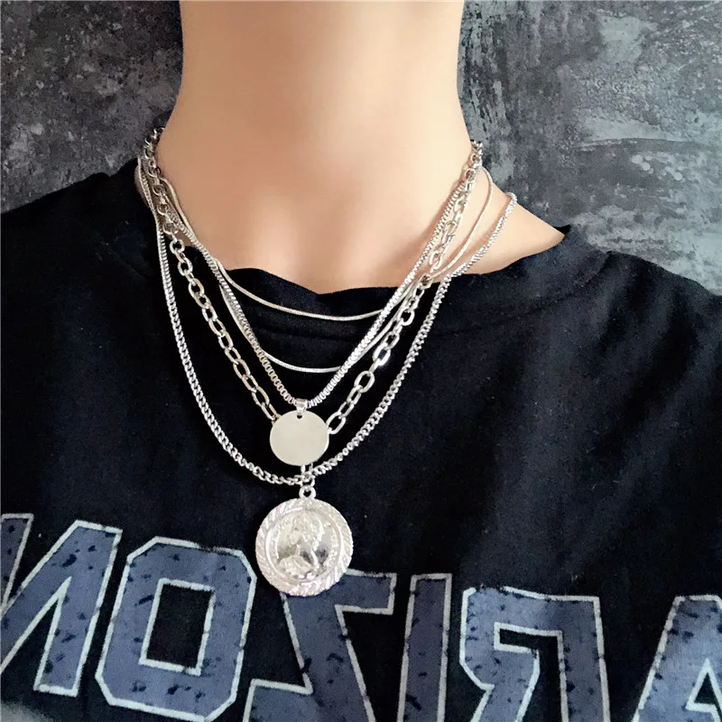 Коллекция 2019 подвеска с монеткой многослойная золотой цвет металлический дизайн