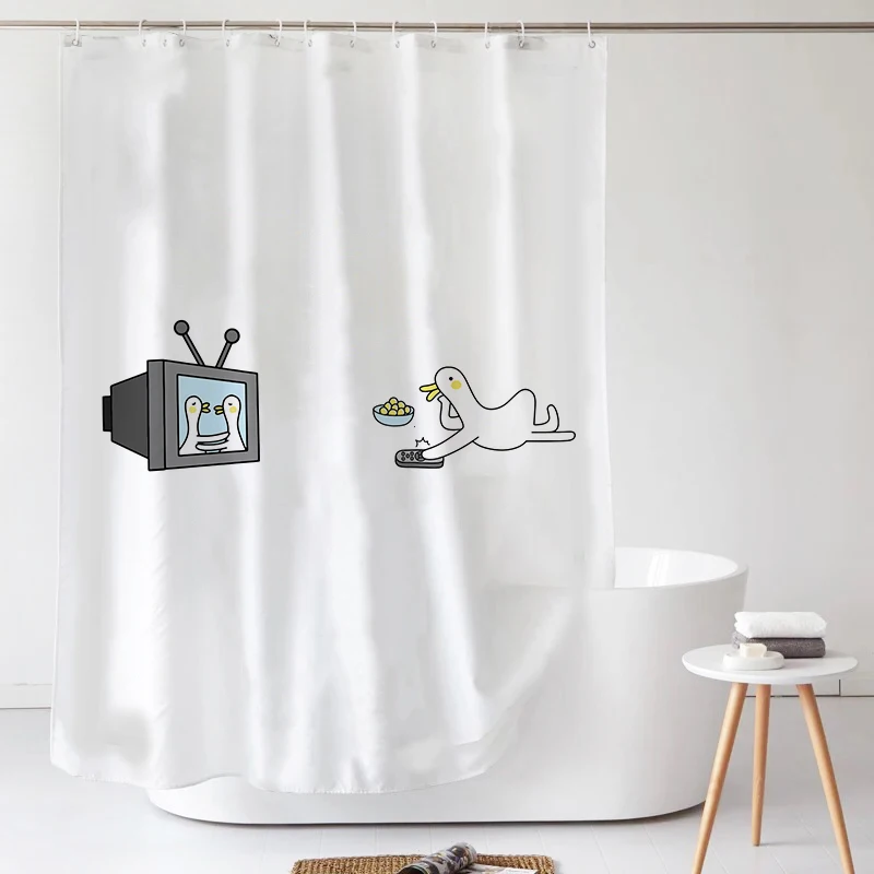 Занавеска для душа DE50YL белая водонепроницаемая с мультяшными животными | Дом и