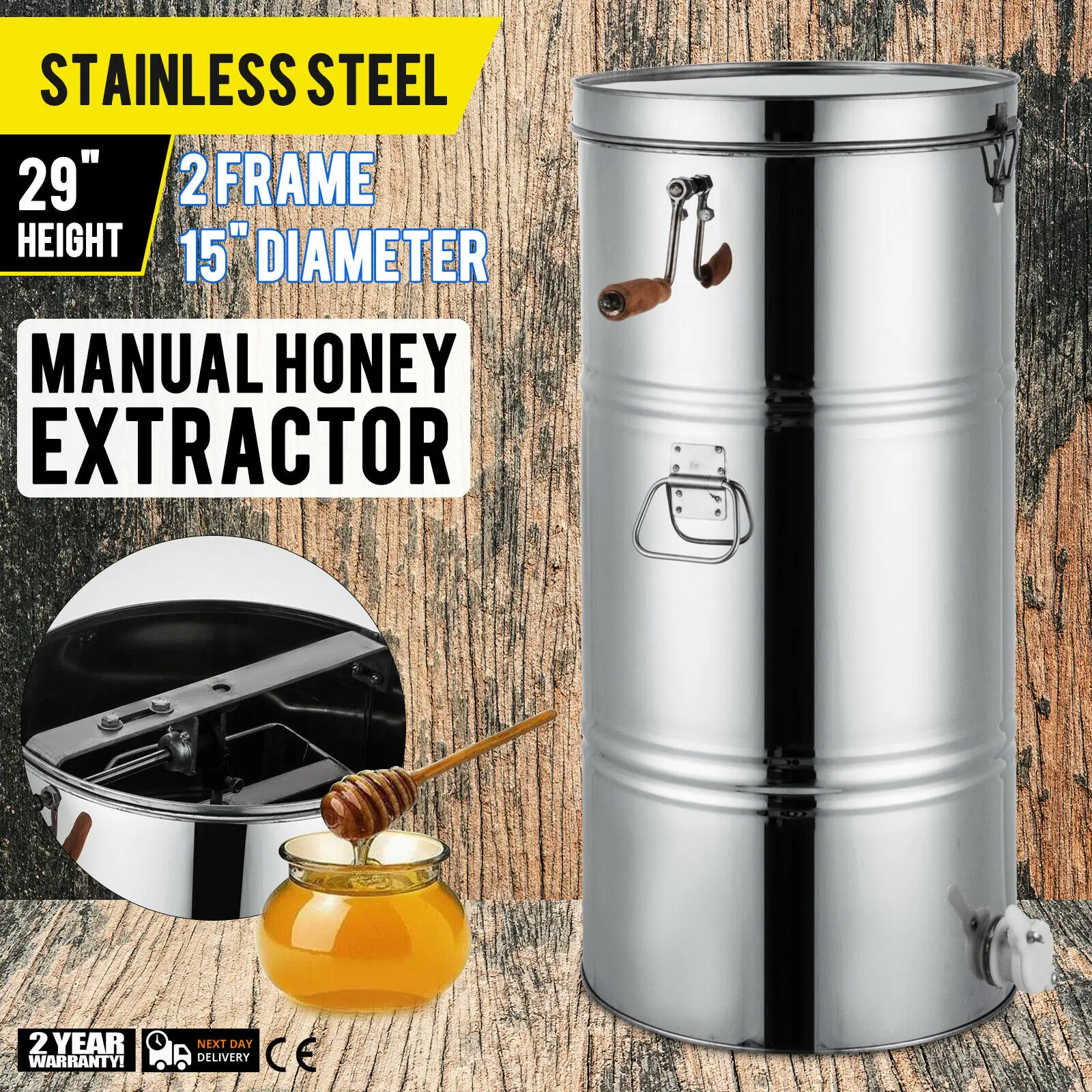 Лучшая оснастка ручная медогонка 2 кадра из нержавеющей стали медовая Спиннер